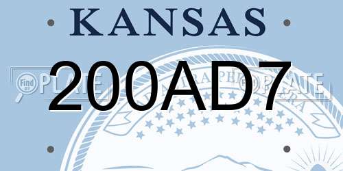 200AD7 Kansas License Plate