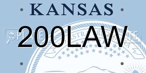 200LAW Kansas License Plate