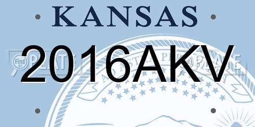 2016AKV Kansas License Plate