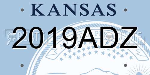 2019ADZ Kansas License Plate