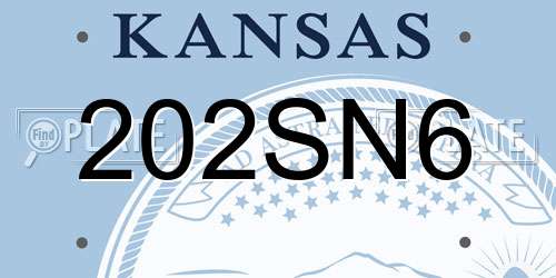202SN6 Kansas License Plate