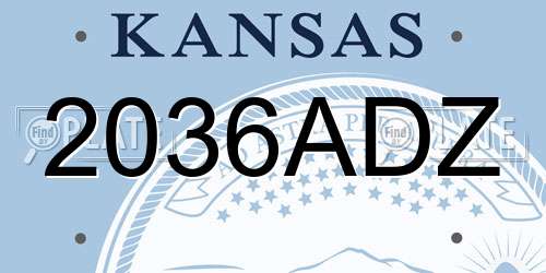 2036ADZ Kansas License Plate