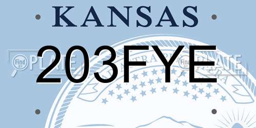203FYE Kansas License Plate