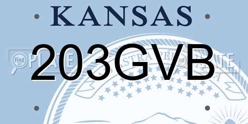 203GVB Kansas License Plate