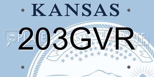 203GVR Kansas License Plate