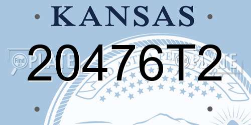 20476T2 Kansas License Plate
