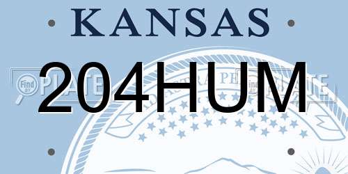 204HUM Kansas License Plate