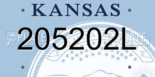 205202L Kansas License Plate