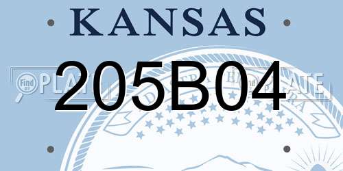 205B04 Kansas License Plate