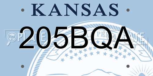 205BQA Kansas License Plate