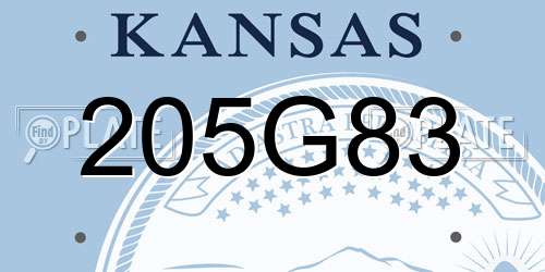 205G83 Kansas License Plate