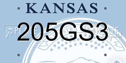 205GS3 Kansas License Plate
