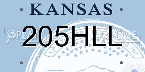 205HLL Kansas License Plate