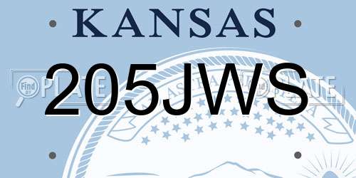 205JWS Kansas License Plate