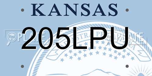 205LPU Kansas License Plate