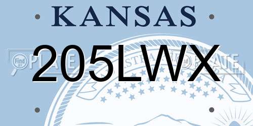 205LWX Kansas License Plate
