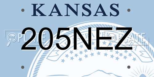 205NEZ Kansas License Plate