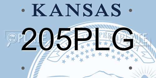 205PLG Kansas License Plate