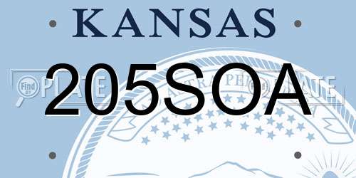 205SOA Kansas License Plate