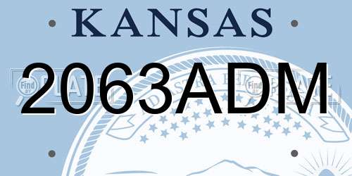 2063ADM Kansas License Plate