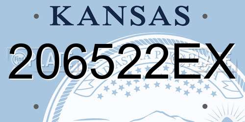 206522EX Kansas License Plate