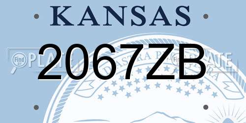 2067ZB Kansas License Plate
