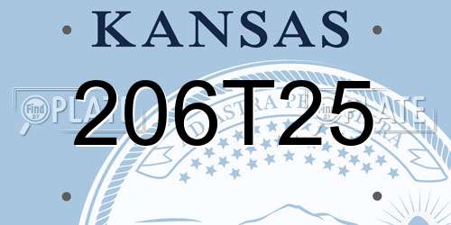 206T25 Kansas License Plate