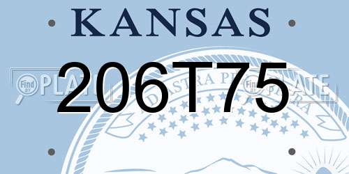 206T75 Kansas License Plate
