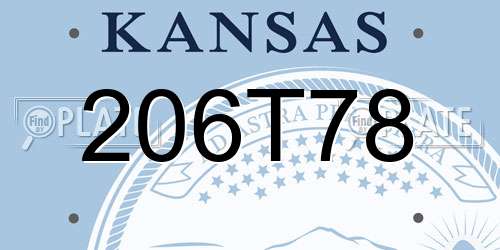 206T78 Kansas License Plate