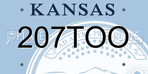 207TOO Kansas License Plate