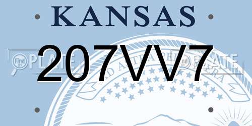 207VV7 Kansas License Plate