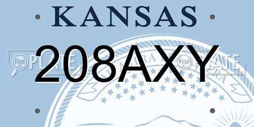 208AXY Kansas License Plate