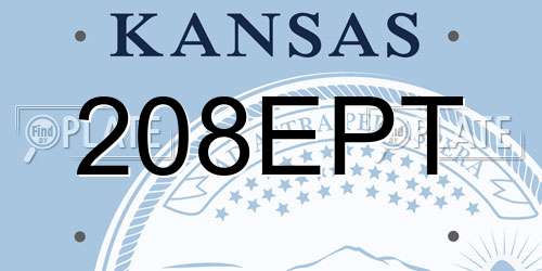 208EPT Kansas License Plate