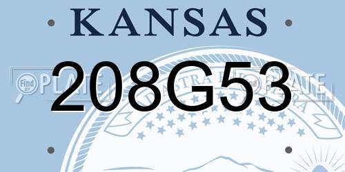 208G53 Kansas License Plate
