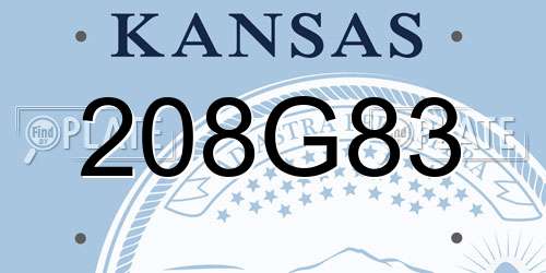 208G83 Kansas License Plate