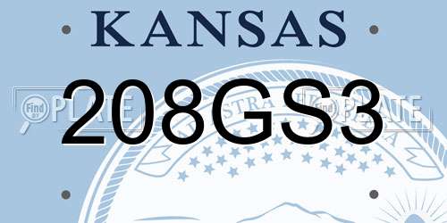208GS3 Kansas License Plate