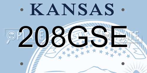 208GSE Kansas License Plate