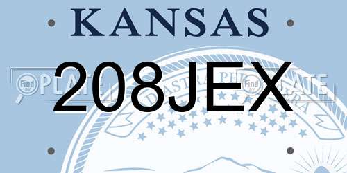 208JEX Kansas License Plate