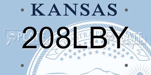 208LBY Kansas License Plate