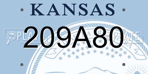 209A80 Kansas License Plate