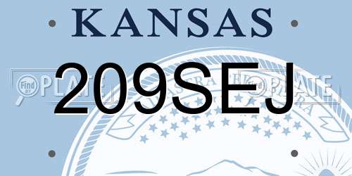 209SEJ Kansas License Plate