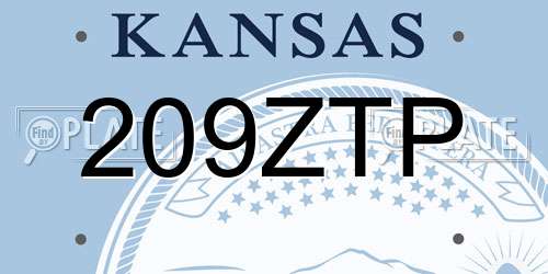 209ZTP Kansas License Plate