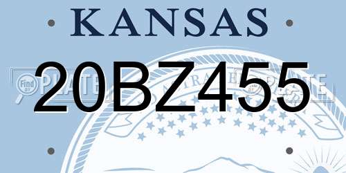 20BZ455 Kansas License Plate