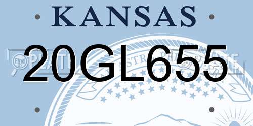 20GL655 Kansas License Plate