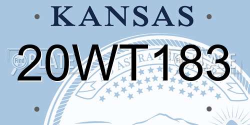 20WT183 Kansas License Plate