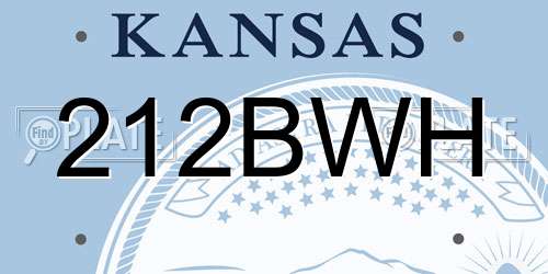 212BWH Kansas License Plate
