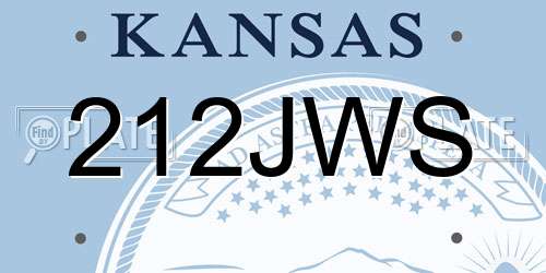 212JWS Kansas License Plate