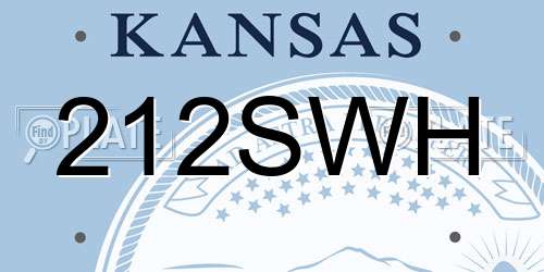 212SWH Kansas License Plate