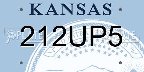 212UP5 Kansas License Plate