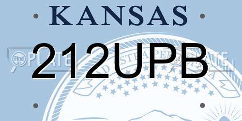 212UPB Kansas License Plate